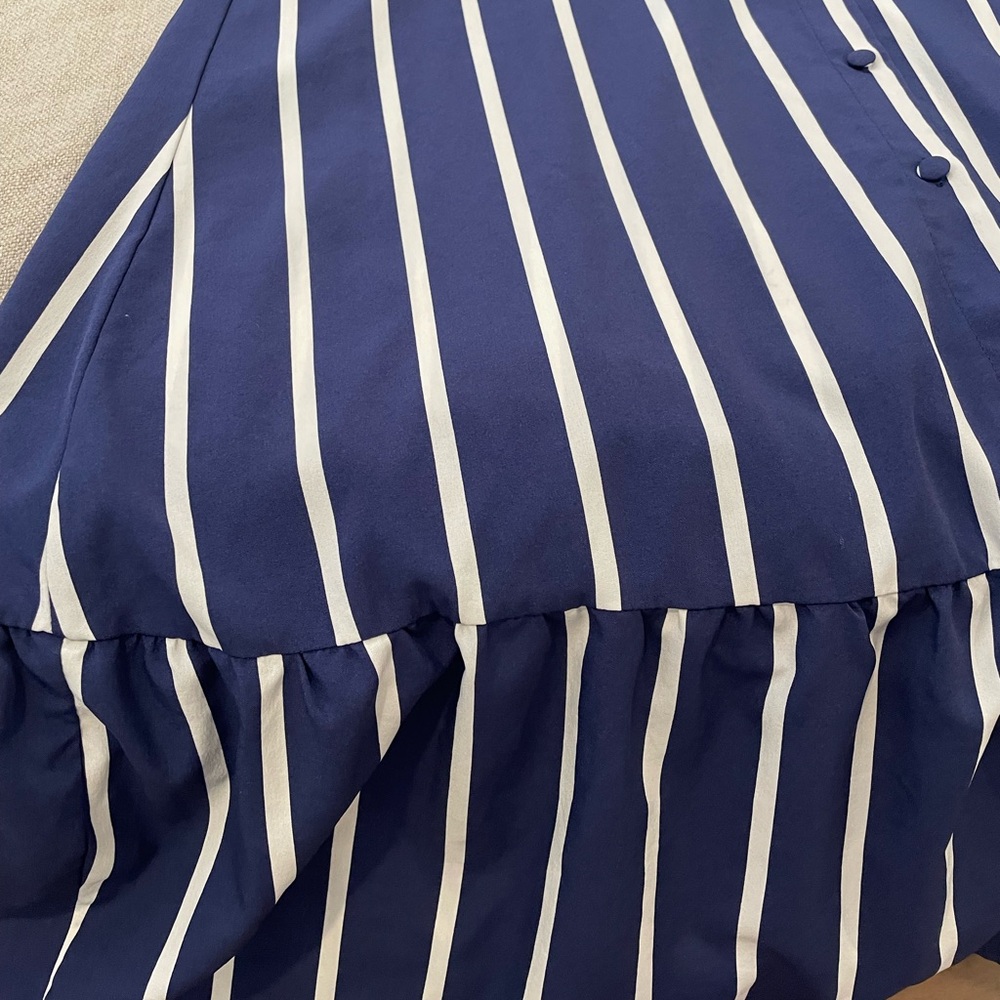Striped Belted Dress- Navy & White - Picture 4 of 5